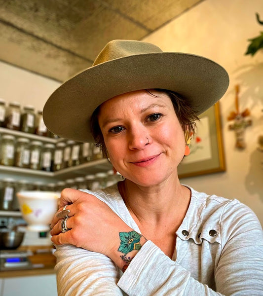 tea time in the Apothecary with owner, Jenna Handloff, Steamboat Springs CO