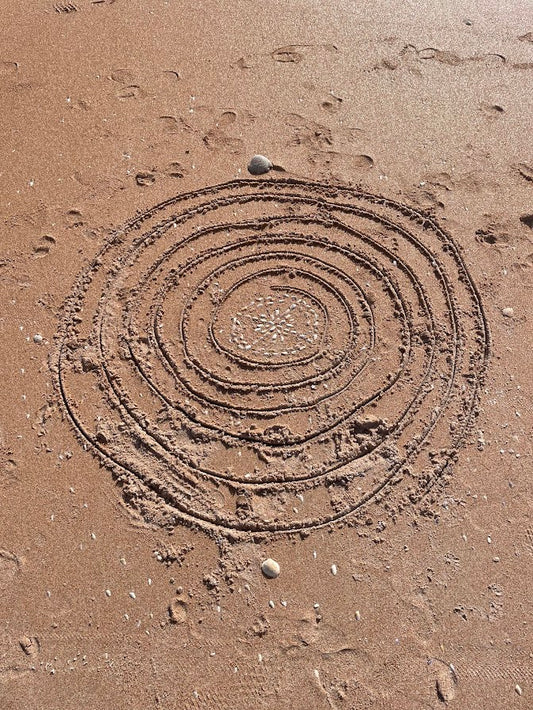 spiral within, a picture captured on the beach after my creative mind and calm body wanted to make art